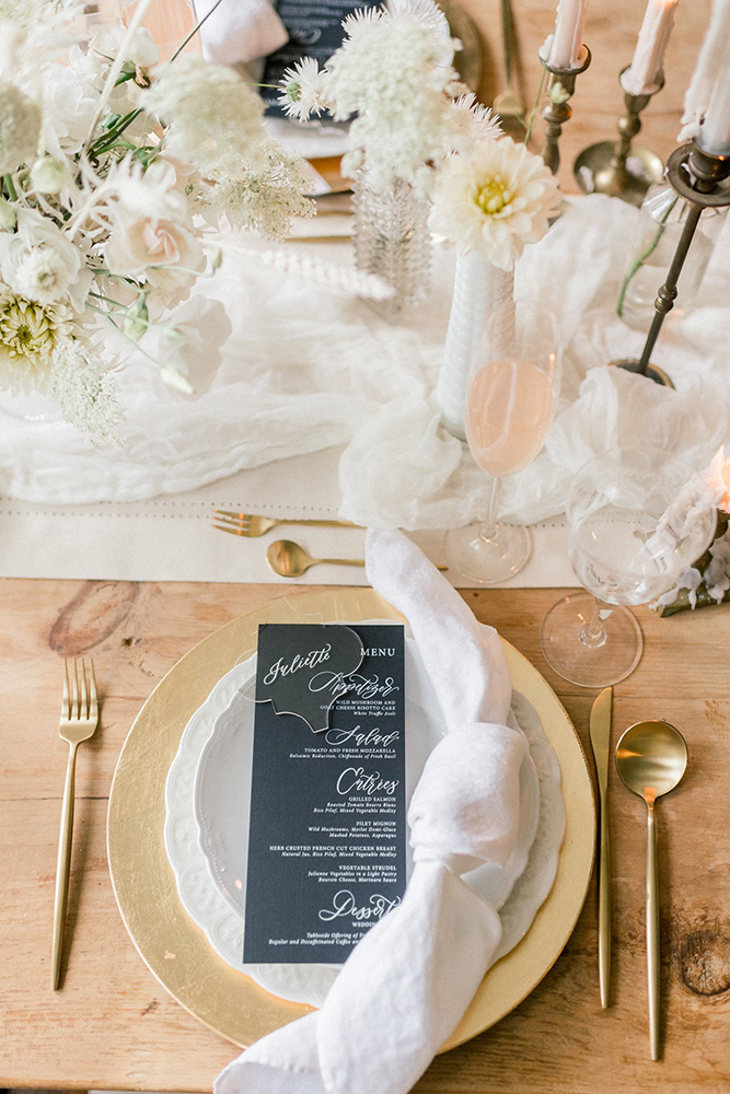 neutral wedding place setting